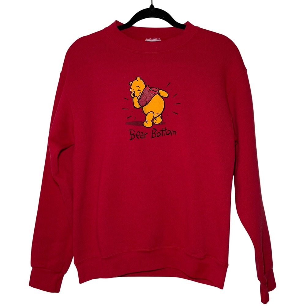Vintage 90s Disney Store Winnie the Pooh Bear Bottom Sweatshirt‎ Red USA Made S